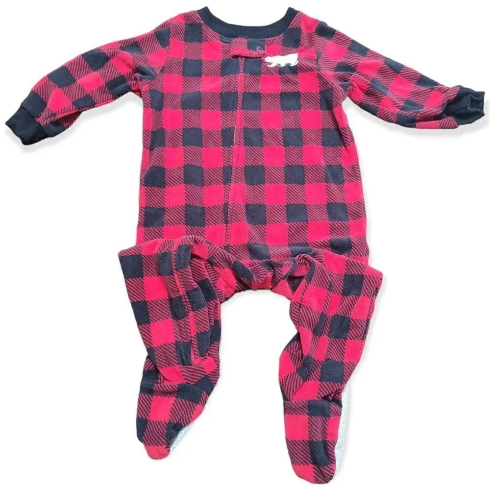 Carter red plaid footed pajama